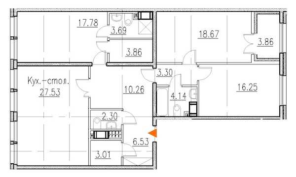 Трехкомнатная квартира в SetlCity: площадь 117.7 м2 , этаж: 8 – купить в Санкт-Петербурге